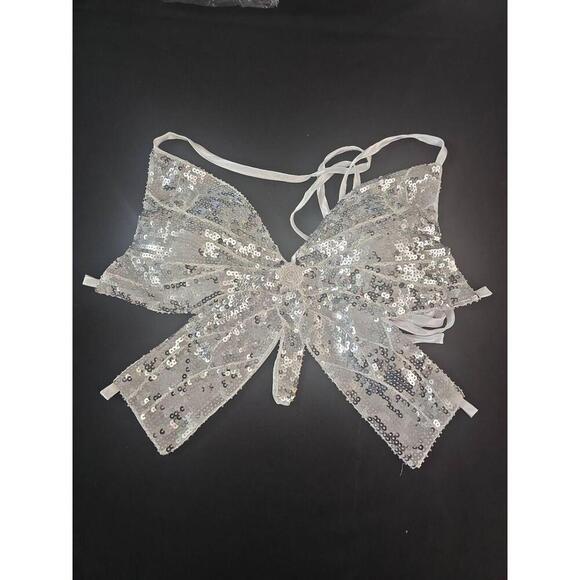 Silver Sequin Backless Butterfly Camisole Top US X - Picture 1 of 5